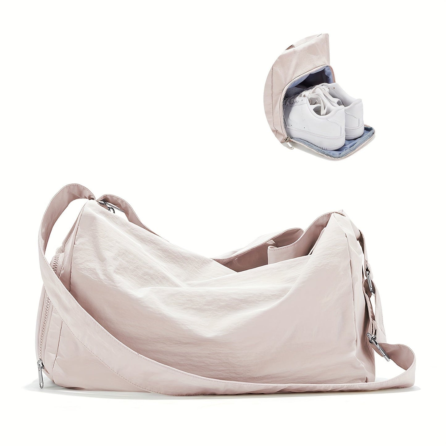 Pink Shoe Compartment Gym Bag - Lightweight, Large Capacity & Versatile