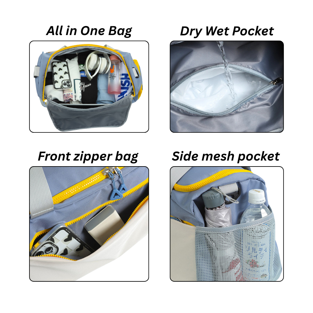 Gym Duffel Bag With Shoe & Wet Compartments
