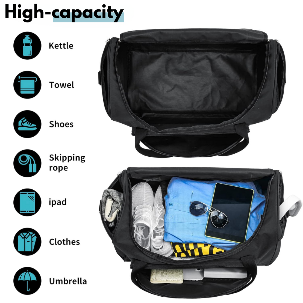 Gym Duffel Bag With Shoe & Wet Compartments