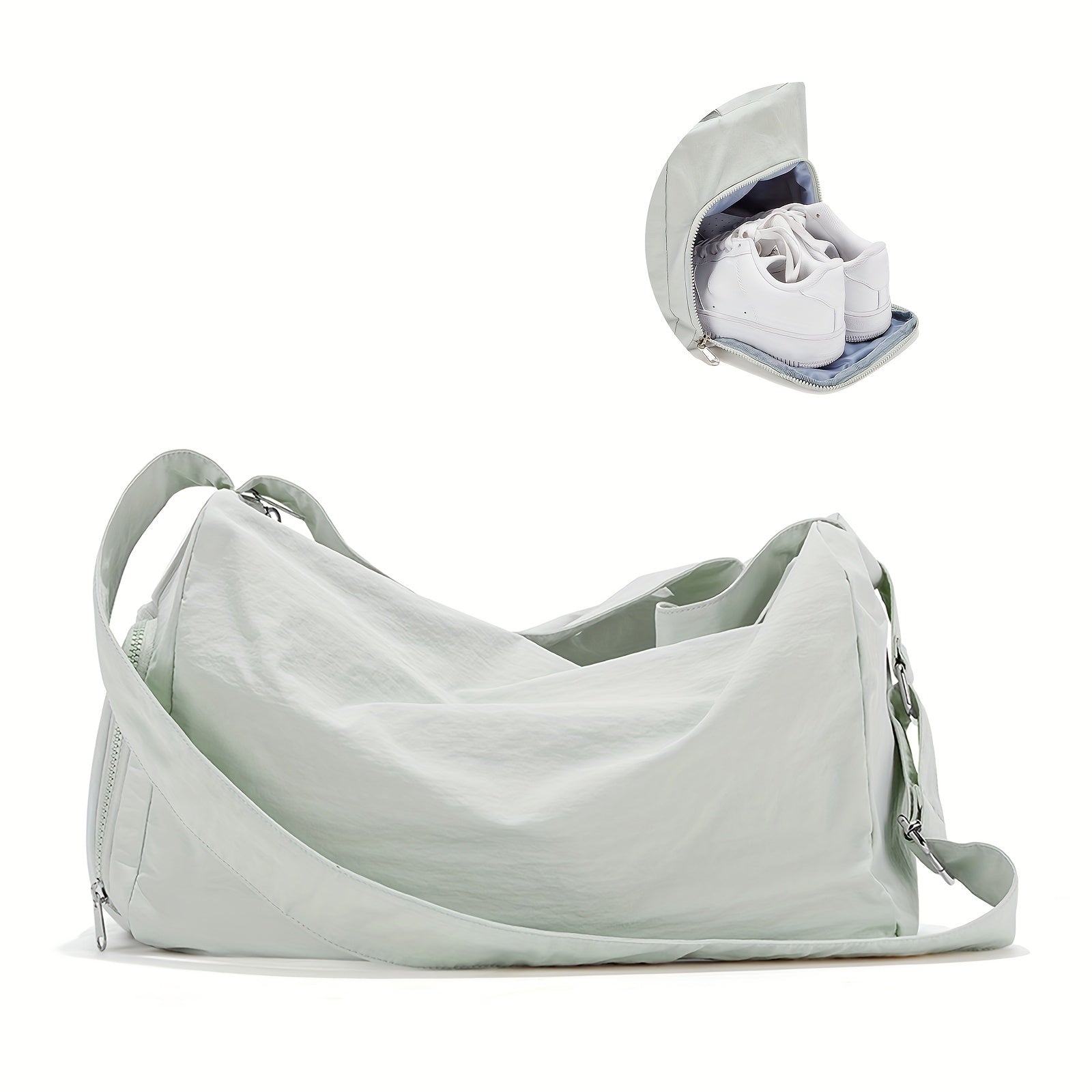 Light Green Shoe Compartment Gym Bag - Lightweight, Large Capacity & Versatile